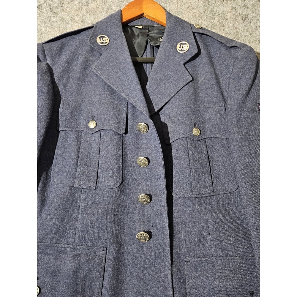 Vintage US Air Force Military Uniform Jacket 37R USAF Blue Wool - Picture 3 of 13